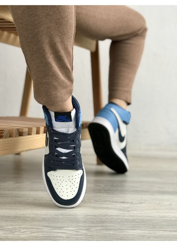 Кросівки жіночі і чоловічі Nike Air Jordan 1 Retro High Patent Blue toe| Найк Джордан 1 Ретро сині No Brand сині демісезони (362561831)