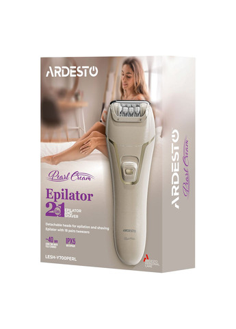 Епілятор 2в1 Pearl Cream LESH-Y700PERL, пінцетний, акумул., пінцет.-18, сухий, насадок-2, бежевий Ardesto (360604992)