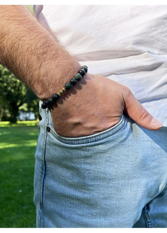 Чоловічий браслет з натурального каменю яшма "кабамба" 4679 LeBijou (367580639)
