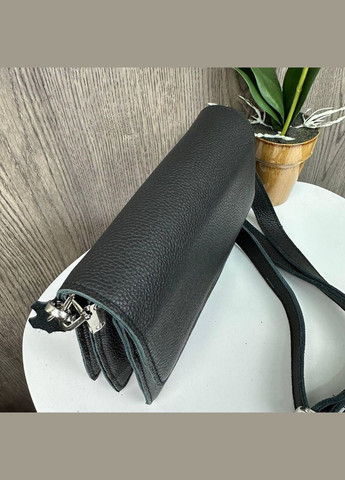 Шкіряна міні сумочка клатч на плече з тисненням чорна (sku_1695) No Brand (330576504)