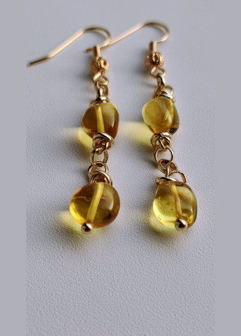 Сережки 2493 з натурального бурштину Медовий відтінок MINOV (311310469)