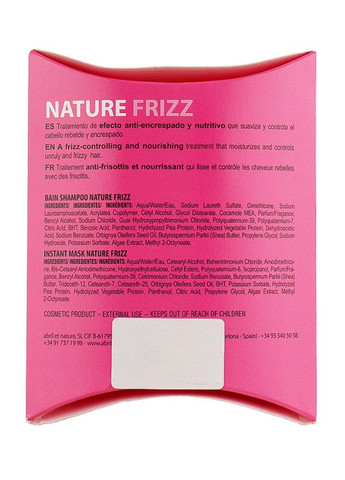 Набор "Stop Frizz" Nature Frizz Шампунь 30 мл + Маска 30 мл Abril et Nature (339049776)