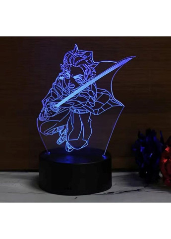 Акриловый 3D светильник - ночник Аниме Танджиро Камадо с аниме Клинок, рассеивающий Демоны Demon Slayer 16 цветов плюс пульт No Brand (364273347)