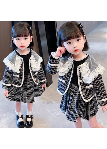 Комбінований демісезонний комплект для дівчинки піджак і спідничка 10911 No Brand