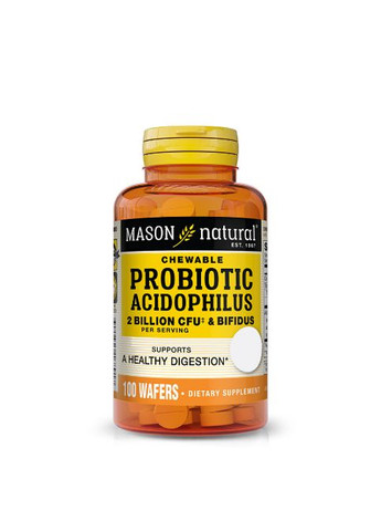 Probiotic Acidophilus With Bifidus 2 Billion CFU 100 Wafers Strawberry Mason Natural (288050793)