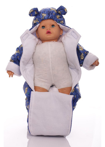 Чоловічок на флісі для хлопчика зірочка з принтом ведмедиків синій 80 см (45041) BABYKROHA (297199986)