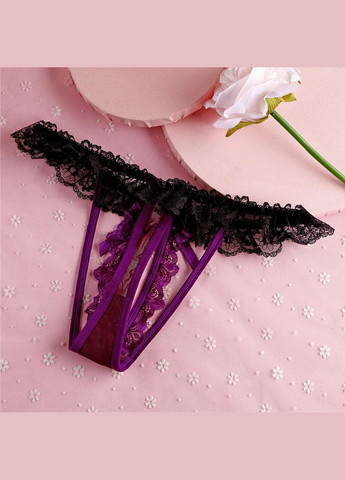 Еротичні Трусики Стрінги Жіночі з вирізом чорні з фіолетовим Розмір M - L China (317747394)