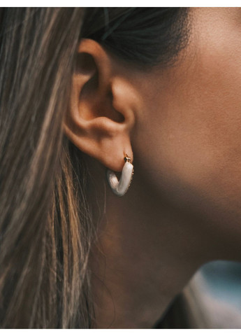 Двосторонні сережки-гачки Серця з фіанітами та перламутровою смолою, 18k позолота No Brand (371784385)