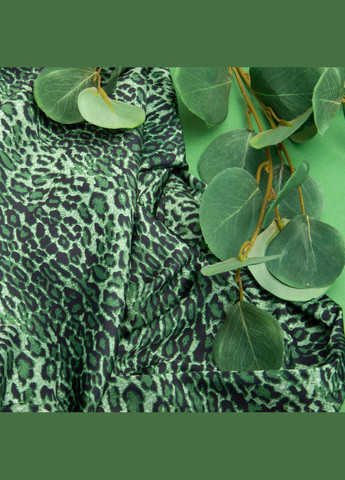 Тканина для одягу Атлас шовк з малюнком, 145 см, 90 г/м2, ніжна, легка тканина Ліона зелена IDEIA (362356376)