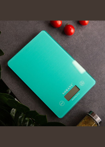 Кухонные настольные электронные весы для взвешивания продуктов SK-19027 до 5кг LCD-дисплей Мятный Sokany (322412953)