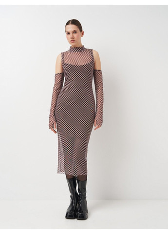 Коричневое откровенный платье-футболка Missguided с геометрическим узором