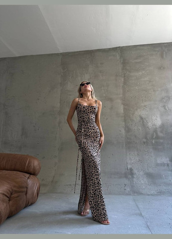 Бежевое кэжуал платье N.Family леопардовый