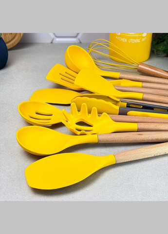 Набір кухонних девайсів силіконовий жовтий 12 предметів з підставкою GK-2143Y Kitchen Art (334011015)