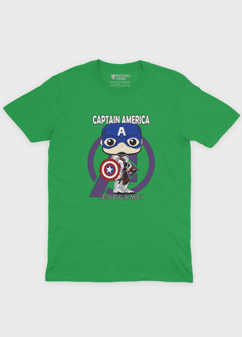 Зеленая демисезонная футболка для девочки с принтом супергероя - капитан америка (ts001-1-keg-006-022-008-g) Modno