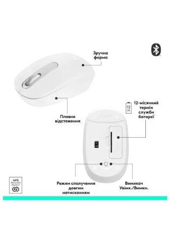 Мишка M196 Bluetooth Off-White (910-007460) Logitech (396676212)