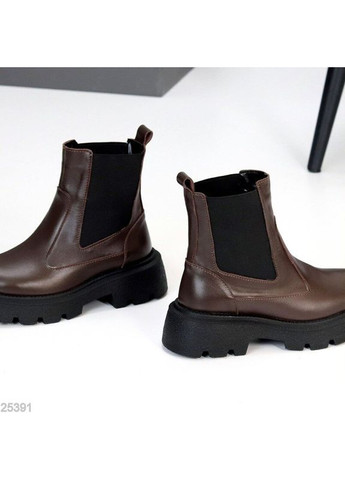Зимние зимние кожаные черные ботинки, челси зимние, женские ботинки зимние код 25631 челси Garti без декора
