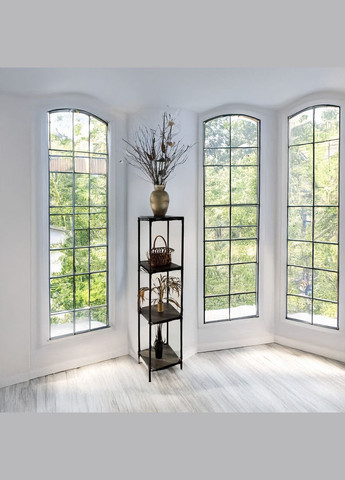 Металлическая напольная полка-стелаж для растений Troya, Зх уровневая черная H=1,45м МДФ ламинированные полочк Metaplant (346496899)