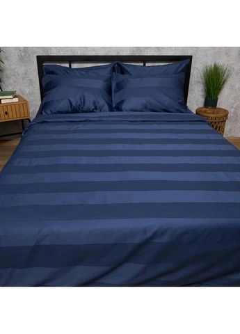 Комплект постільної білизни Satin Stripe Сімейні 143х210х2 наволочки 2х70х70 (MS-820013082) Moon&Star Royal Blue (389751558)