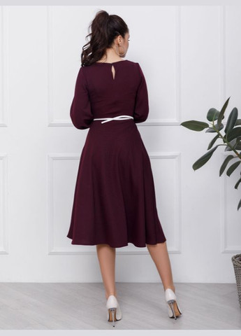 Фіолетова ділова, кежуал класична сукня з об'ємними рукавами No Brand однотонна