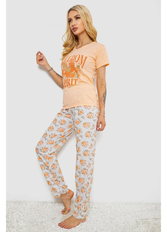 Персиковая всесезон пижама женская с принтом, 243r2526 Ager