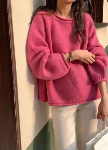Малиновий зимовий светр жіночий однотонний осінь-зима джемпер No Brand