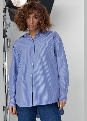 Синяя классическая рубашка в полоску Lurex с длинным рукавом
