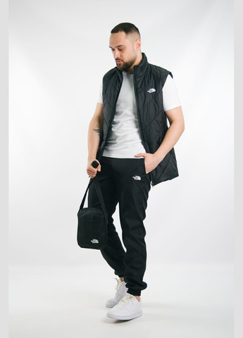 Чорний демісезонний комплект чоловічий "clip": жилетка чорна + футболка біла + штани "president" чорні. барсетка у подарунок! No Brand