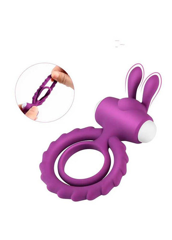 Фіолетове подвійне ерекційне кільце з вібростимуляцією Rabbit No Brand (288539086)