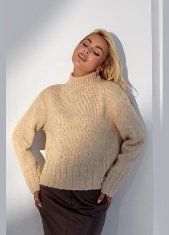 Жовтий зимовий жіночий теплий светр з вовняної пряжі (2784) Triko Bakh