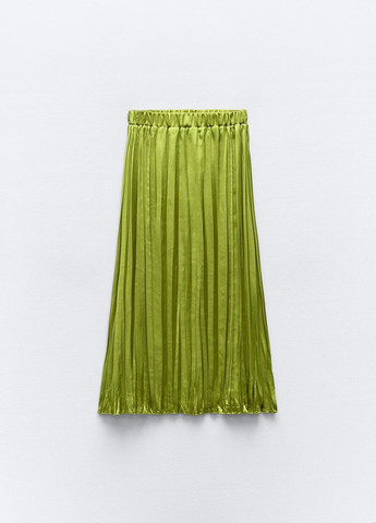 Оливковая офисная однотонная юбка Zara