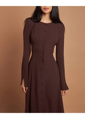 Коричнева повсякденний, вечірня, ділова, кежуал жіноча сукня а-силует No Brand однотонна