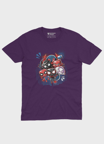 Фіолетова демісезонна футболка для хлопчика з принтом супергероя - людина-павук (ts001-1-dby-006-014-023-b) Modno