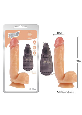 Вібратор реалістичний на присосці Real Touch S з пультом керування, бежевий Chisa (330617665)