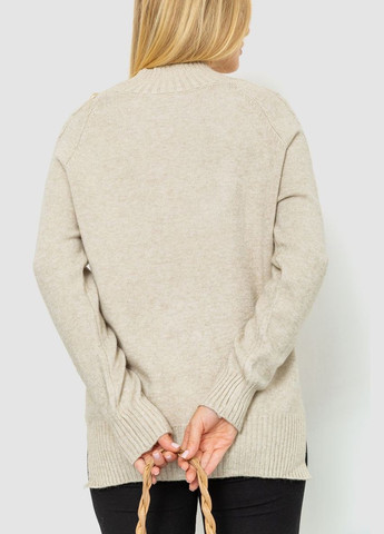 Комбинированный зимний свитер женский, цвет светло-оливковый, Ager