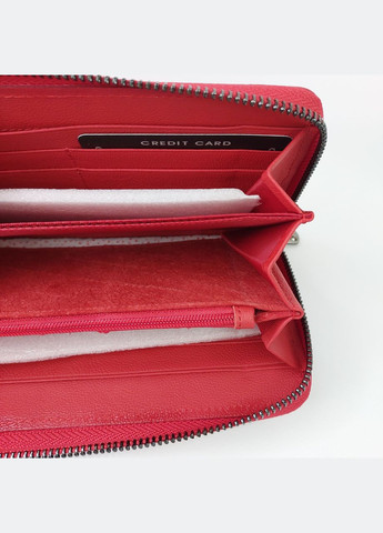 Женский кошелек большой на молнии с кистевым ремешком из натуральной кожи красный No Brand (335821281)