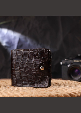 Портмоне для документов мужское кожаное в два сложения с тиснением под крокодила 21578 Коричневое Canpellini (306881612)