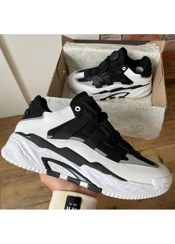 Белые демисезонные кроссовки мужские adidas niteball black white 4 адидас найтбол белые No Brand