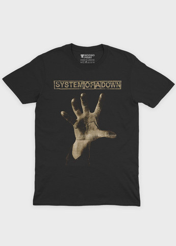Черная мужская футболка с рок-принтом "system of a down" (ts001-004-2-765-f-bl-m) Modno