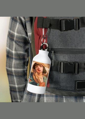 Фляга (бутылка) для воды с карабином 500 мл Металлическая (Туристическая, Для кемпинга, Для спорта) #137 500 мл Белый No Brand (323639530)