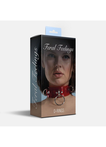 Нашийник для фіксації - D-Rings Red Trasparent Feral Feelings (345708513)