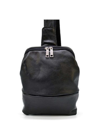 Чоловічий рюкзак-слінг з натуральної шкіри з одним відділенням чорний TARWA (302315082)