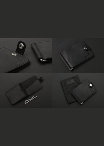 Затискач для купюр 13787 з вінтажній шкіри Чорний Shvigel (317276242)