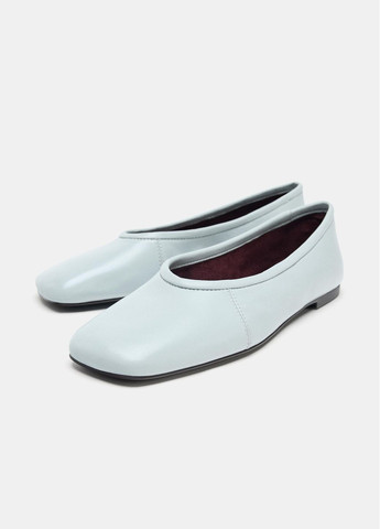 Жіночі балетки Zara | світло-блакитні однотонні натуральна шкіра (363040673)