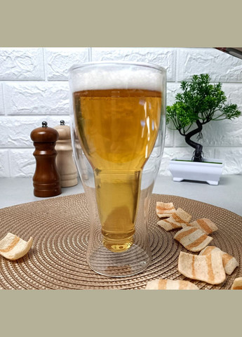 Келих для пива з подвійним склом 450мл "Перевернута пляшка", подарунок чоловікам Hell (303138397)