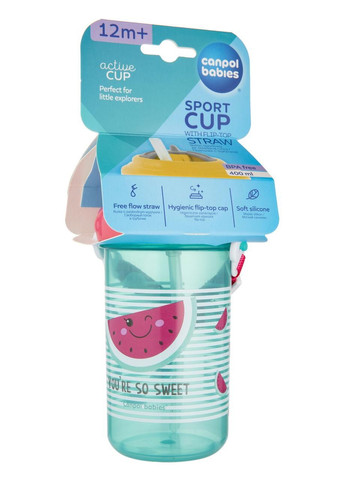Бидончик со сложной силиконовой трубочкой 400 мл So Cool - розовый поильник Canpol Babies (338425922)
