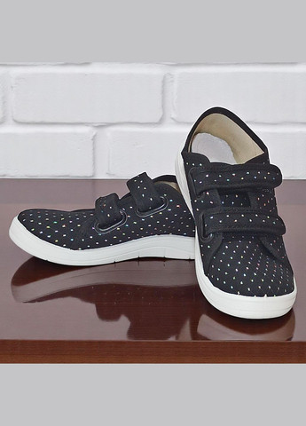 Черные ортопедические текстильные кеды на липучках для девочки валди Waldi