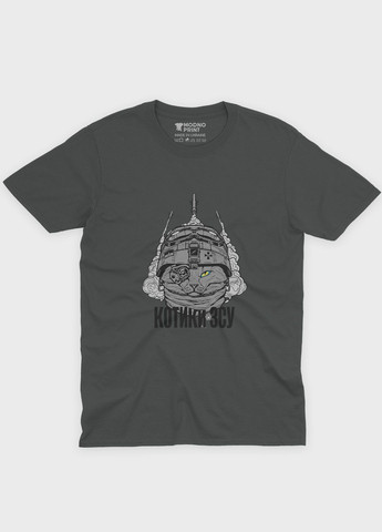 Темно-сіра чоловіча футболка odno з патріотичним принтом котики зсу m (ts001-3-slg-005-1-072) Modno
