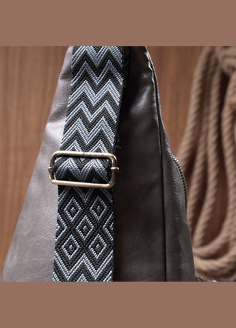 Зручна жіноча сумка з екошкіри з акцентом на текстильну лямку 22777 Сірий Vintage (304533810)