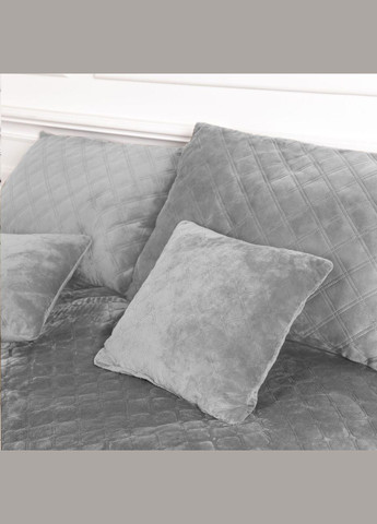 Покрывало Велюровое мягкое Светло-серое размер 240х260 см ромб/круглый ТЕП (323645299)