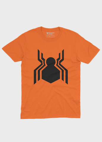 Помаранчева демісезонна футболка для хлопчика з принтом супергероя - людина-павук (ts001-1-ora-006-014-108-b) Modno